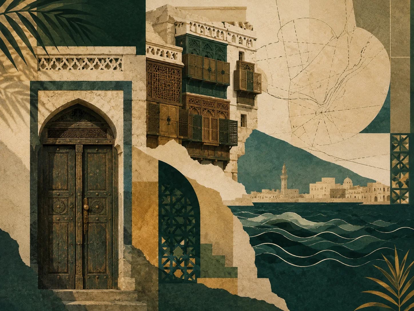تكوين فني يجمع أبواب جدة والرواشين وذاكرة البحر الأحمر